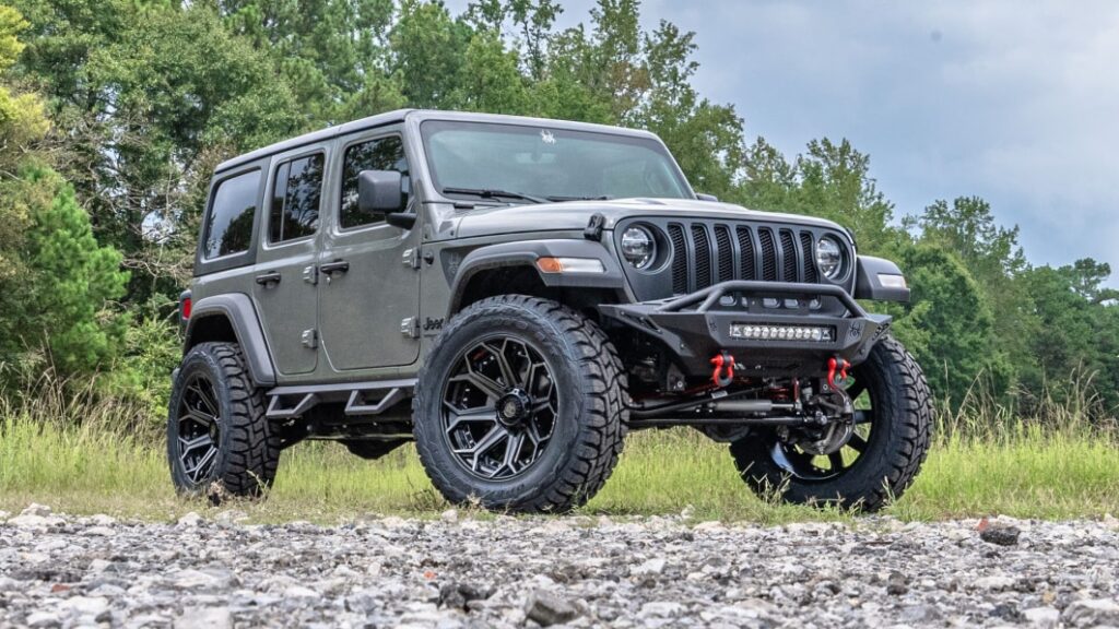 2023 Black Widow Jeep Wrangler shows off at the club, campground