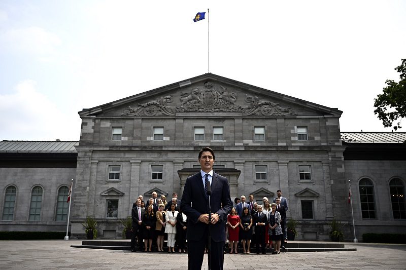 Prime Minister Justin Trudeau speaks following a cabinet shuffle