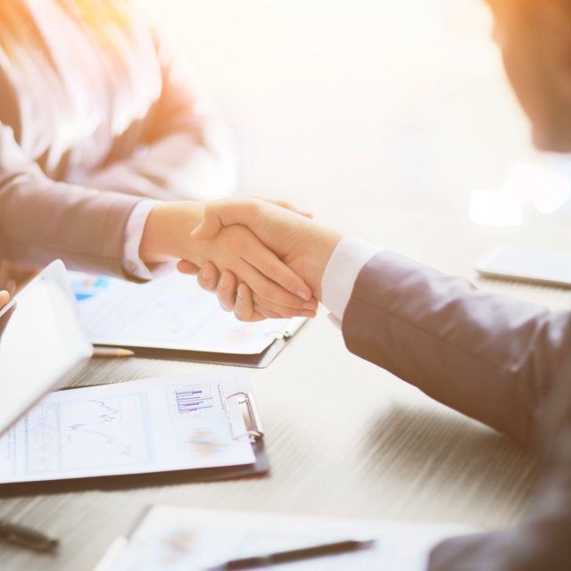 Two businesspeople shaking hands