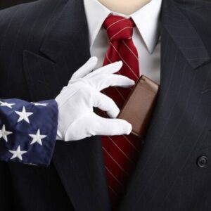 stock photo of uncle sam taking money out of a man