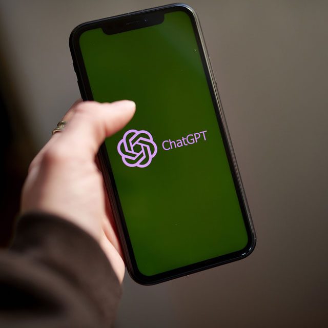 The ChatGPT logo on a smartphone