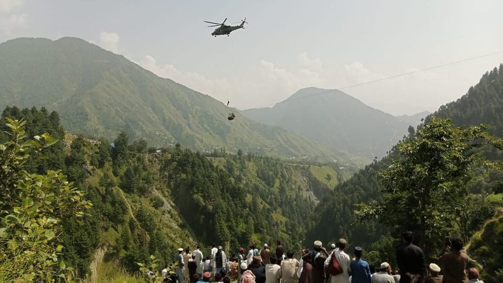 Perilous Helicopter Cable Car Rescue Underway In Pakistan