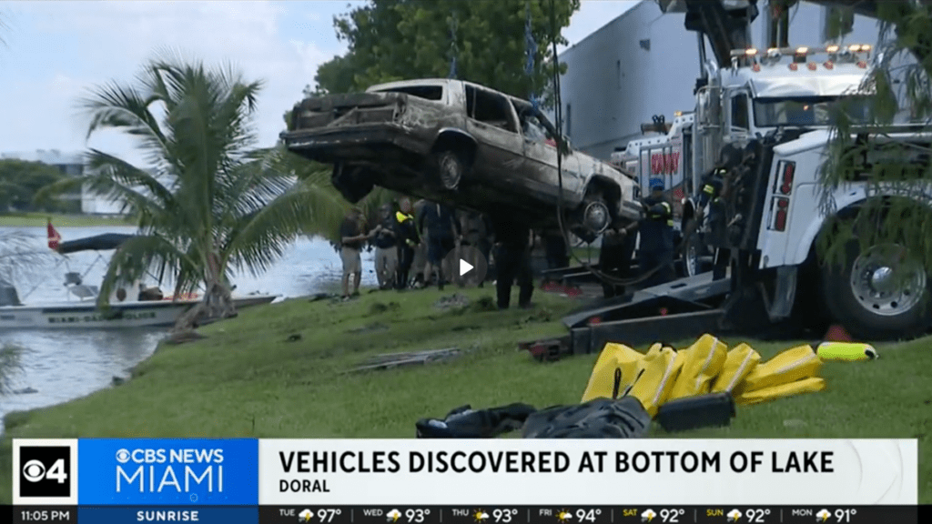 Police Begin Recovering 32 Cars From Florida Lake And Sorting Through Evidence