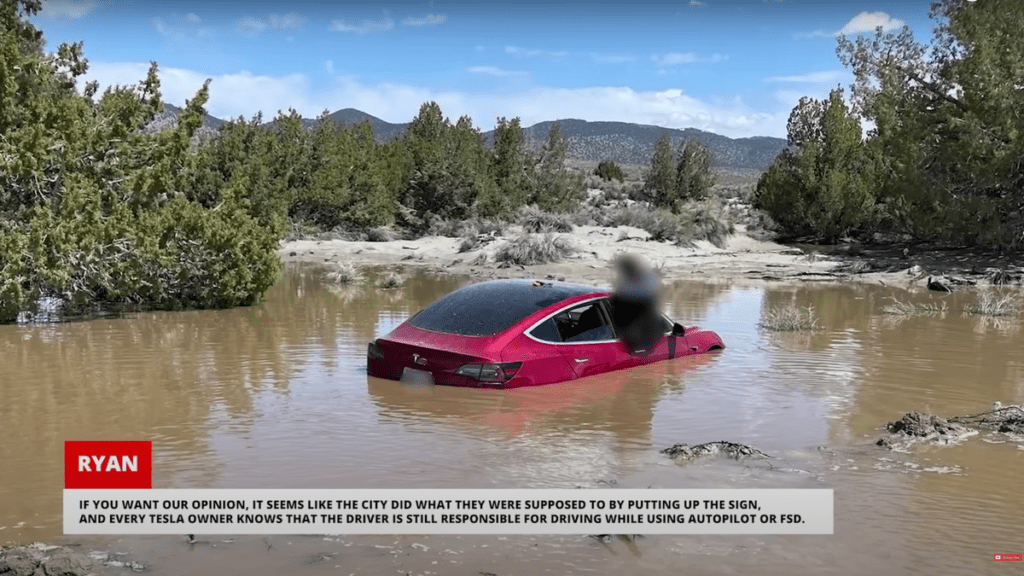 Tesla Model 3 Using FSD Beta Drives Right Into Flood Waters