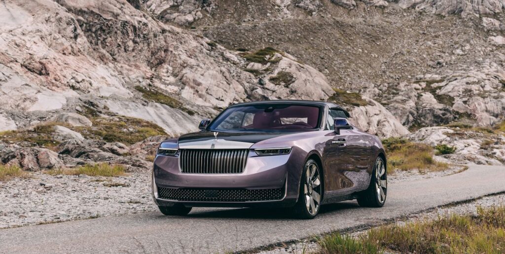 The Second Rolls-Royce Droptail Wears Amethyst Gems, Elegant Purple Paint