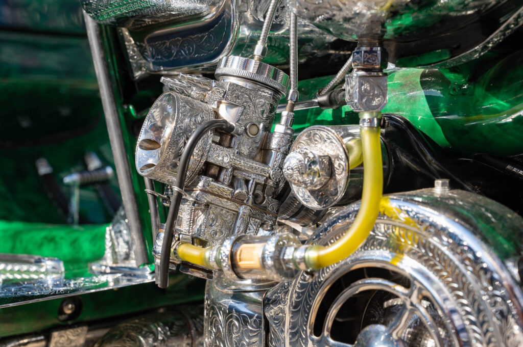 Engraved Lambretta engine detail