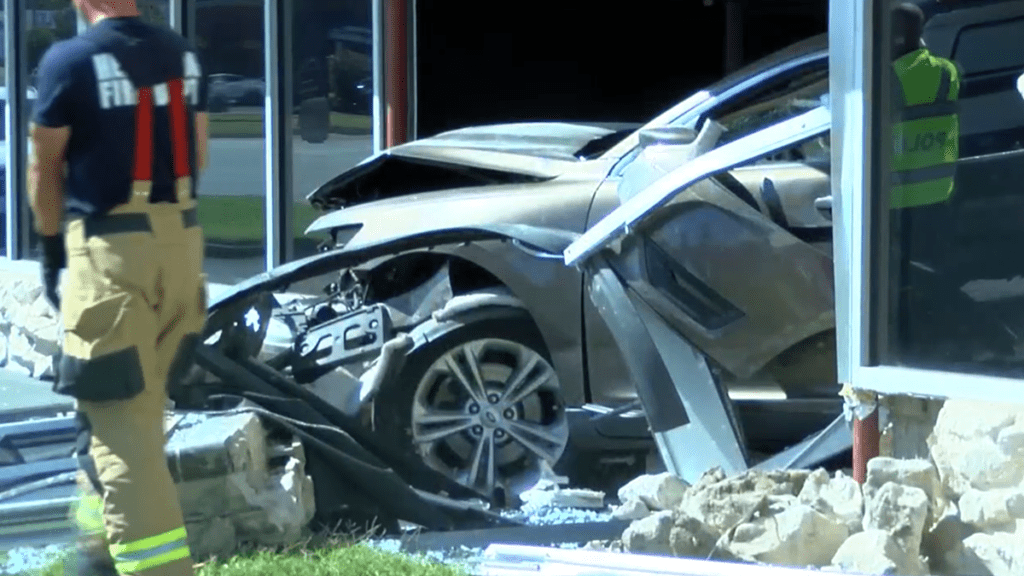 Driver Choking On French Fry Smashes Into Rental Car Location