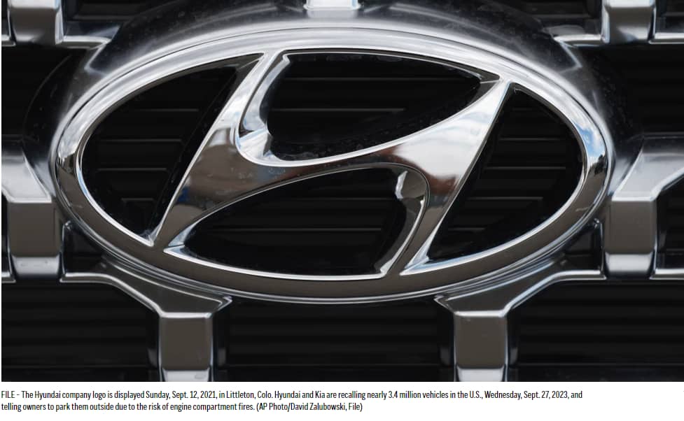 Hyundai and Kia recall nearly 3.4 million vehicles due to fire risk and urge owners to park outdoors