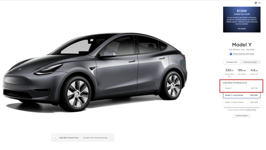 Tesla drops Model Y Standard Range from configurator, reason unknown