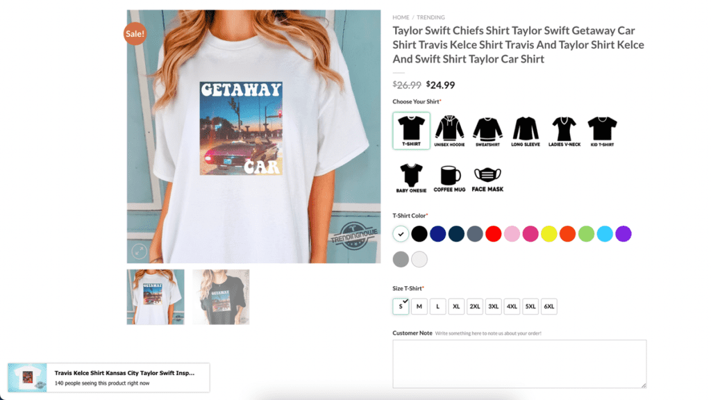 You Can Already Buy A T-Shirt Of Travis Kelce And Taylor Swift In His Chevelle
