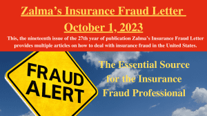 Zalma’s Insurance Fraud Letter – October 1, 2023