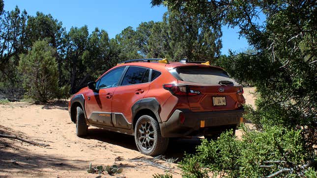 A photo of the rear quarter of the Subaru Crosstrek Wilderness. 