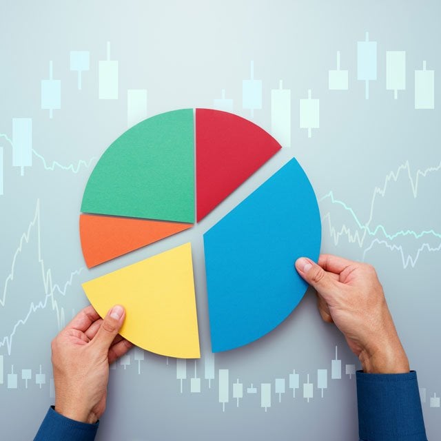 pie chart with slices of different bright primary colors