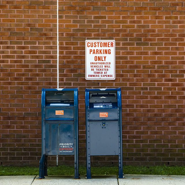 Mailboxes at a U.S. Post Office location in Baltimore, MD. August 19, 2020.