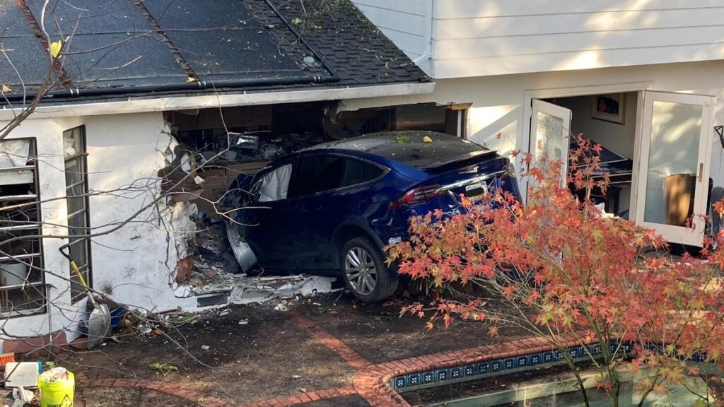 Tesla Briefly Serves As A Plane Before Crashing Into California House