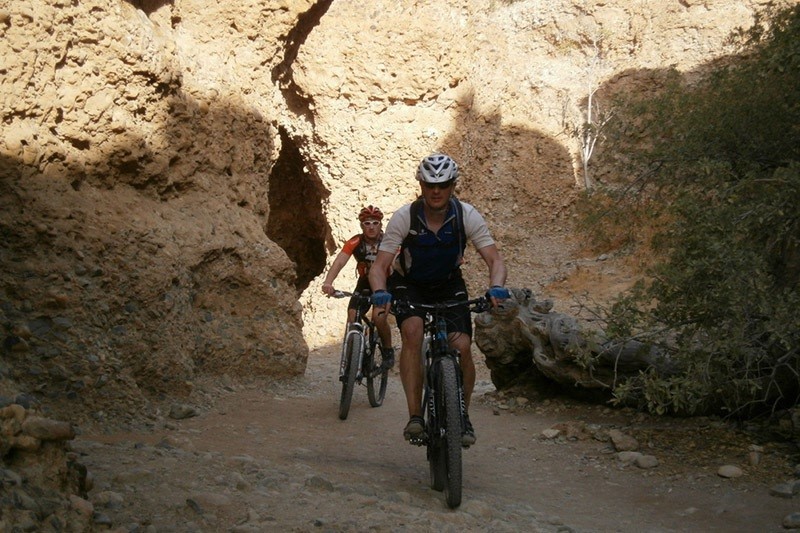 Riding through rocks in Namibia