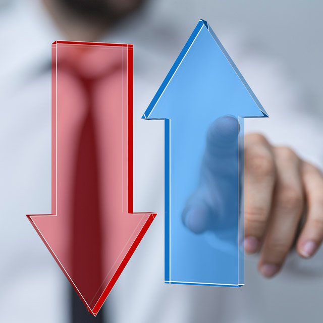 Adobe stock image of red and blue arrows