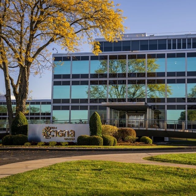 The Cigna Group headquarters in Bloomfield, Connecticut, US, on Friday, Oct. 27, 2023. The Cigna Group is scheduled to release earnings figures on November 2. Photographer: Joe Buglewicz/Bloomberg