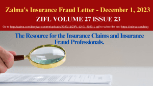 Zalma’s Insurance Fraud Letter – December 1, 2023