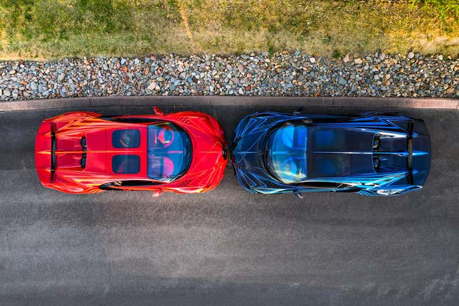 Top-down view of a Bugatti Chiron Super Sport