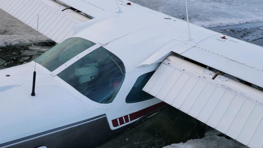 Plane Breaks Through Ice After Landing On Minnesota Lake