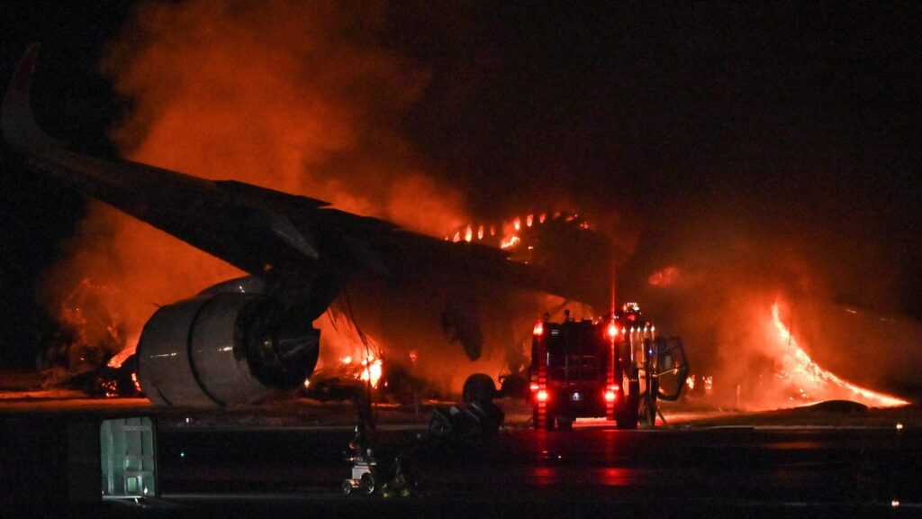 Japan Airlines Plane Bursts Into Flames After Collision At Tokyo Airport