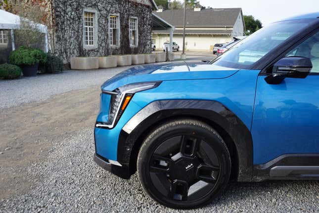 A blue 2024 Kia EV9 GT-Line.