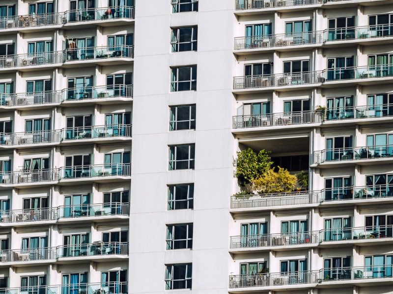 Facade of the rental apartment building condominium