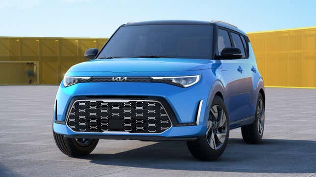 A blue 2023 Kia Soul.