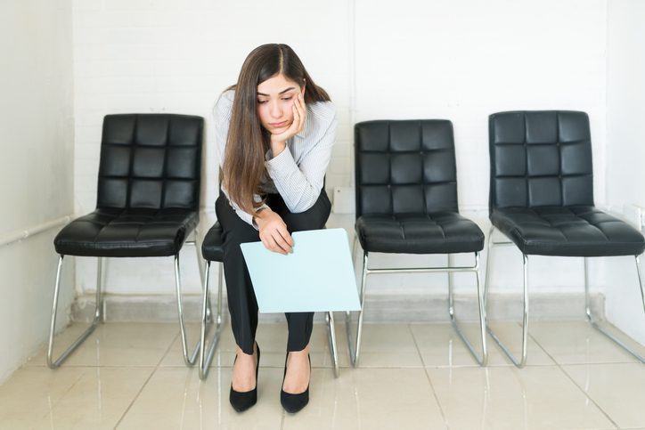 Young job candidate waiting for an interview