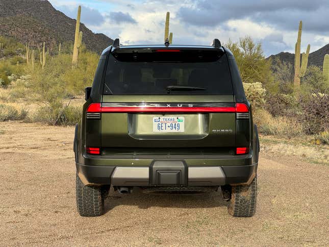 Rear view of a green 2024 Lexus GX 550 Overtrail