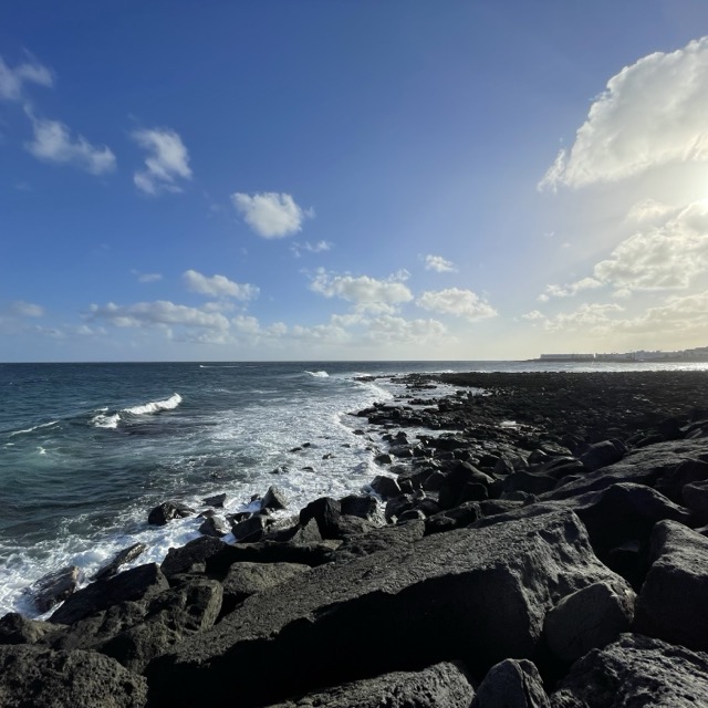 Black Beach and blue sea Lanzarote