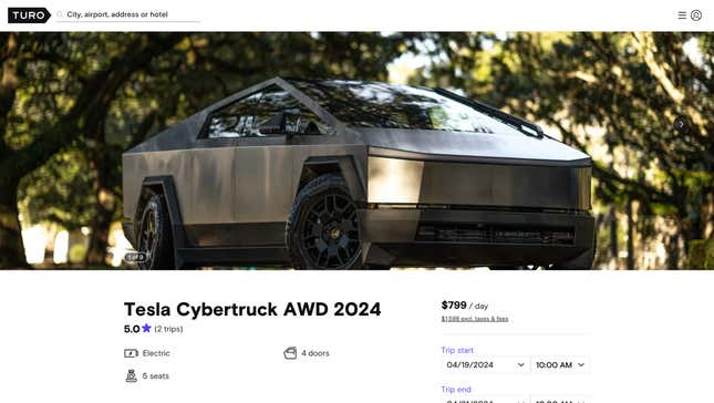 Image for article titled If You&#39;re Dying To Drive A Tesla Cybertruck, Just Rent One On Turo