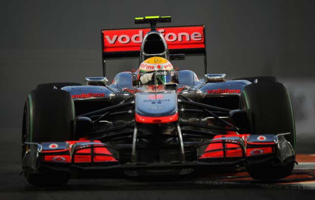 Lewis Hamilton of Great Britain and McLaren Mercedes drives during the Abu Dhabi Formula One Grand Prix at the Yas Marina Circuit on November 14, 2010 in Abu Dhabi, United Arab Emirates.