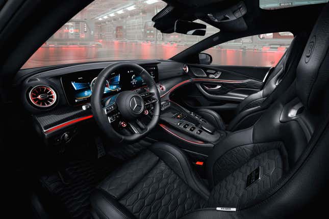 Black leather interior of a Brabus Rocket 1000