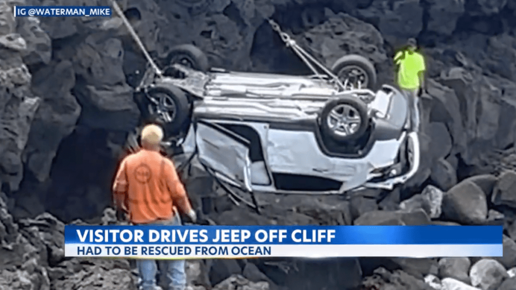 Dude Drives Jeep Off 60-Foot Cliff In Hawai'i Only To Be Rescued At Sea