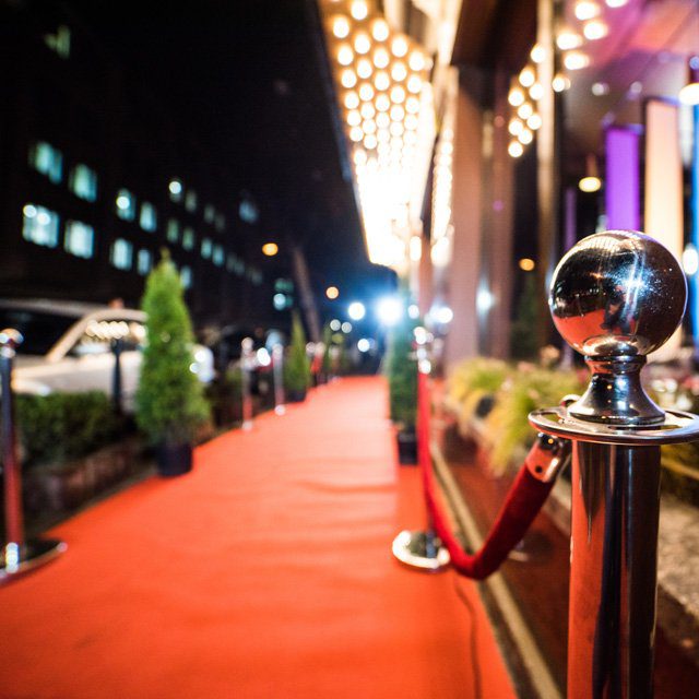 Empty red carpet entrance