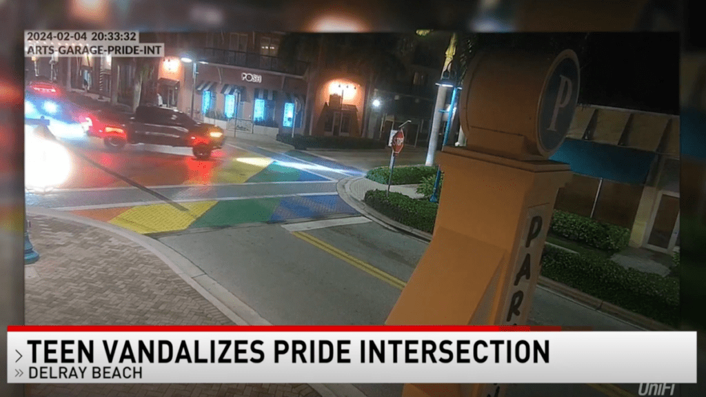 Florida Man Arrested For Vandalizing Crosswalk Pride Mural With Multiple Sad Little Burnouts