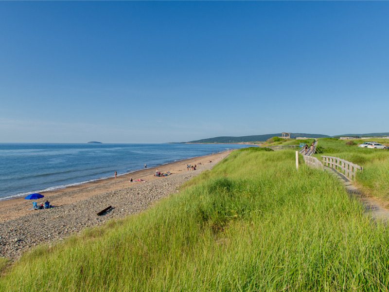 Inverness beach with sand dunes in Cape Breton, N.S.