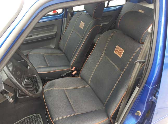 Image for article titled Renault 5 E-Tech&#39;s Denim Interior Is A Throwback To The 1980s R5 Blue Jeans Edition