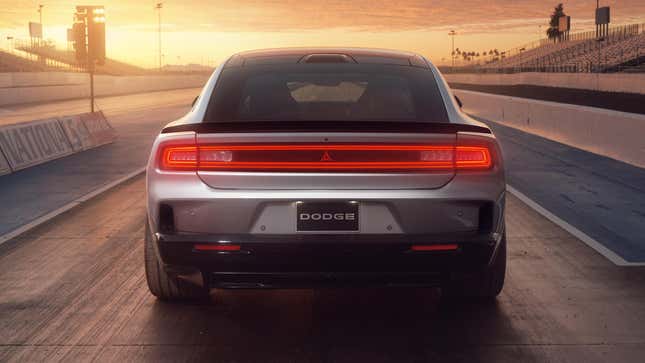 Rear view of a silver 2024 Dodge Charger Daytona EV