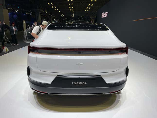 Rear view of a white Polestar 4