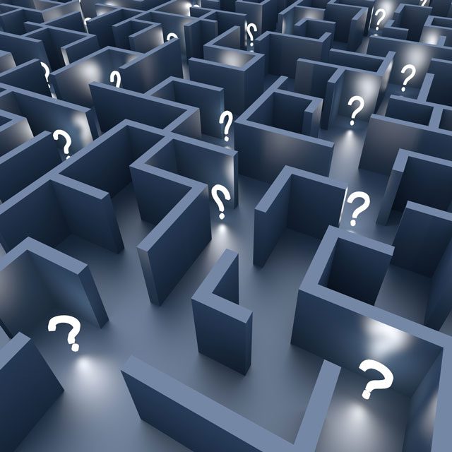 An endless maze with question marks