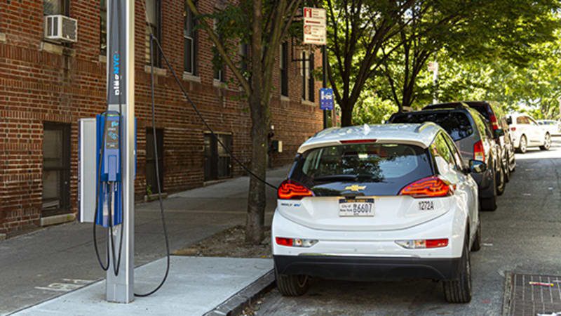 NYC's curbside EV chargers are popular — and often blocked