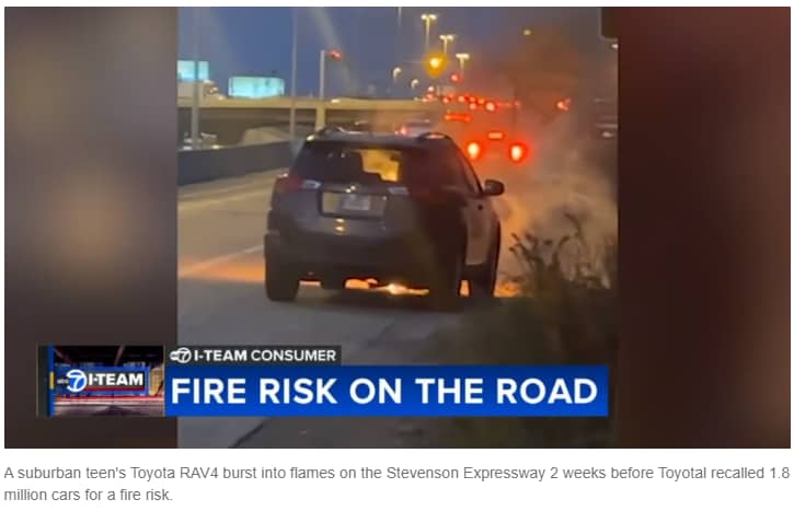 Suburban teen’s Toyota RAV4 burst into flames on expressway 2 weeks before recall issued