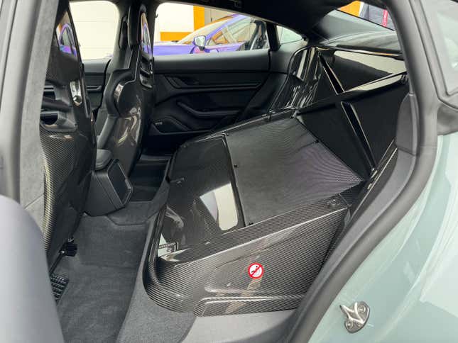 Rear seat area of a 2025 Porsche Taycan Turbo GT