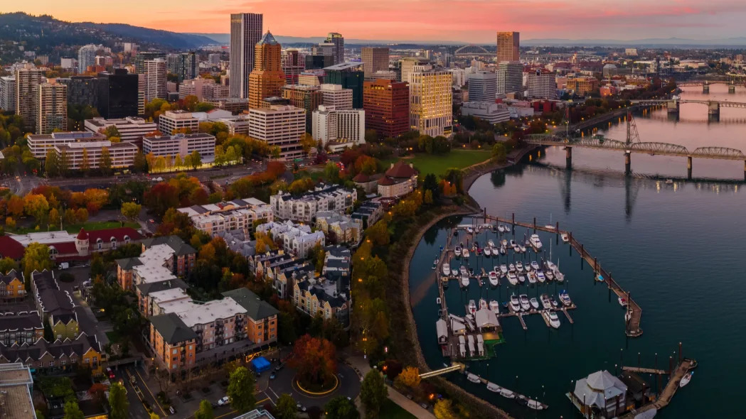 Sunset in Downtown Portland Oregon