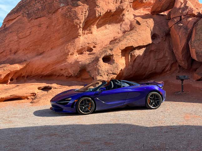 Side view of a purple McLaren 750S