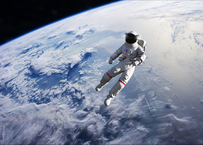Astronaut conducting spacewalk on Earth orbit. 3D Illustration. Some elements of this image furnished by NASA