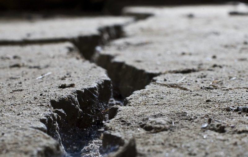 cracked road concrete close up